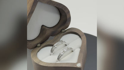 Adjustable 925 Sterling Silver Rail-Edge Couples Rings – Custom Engraved