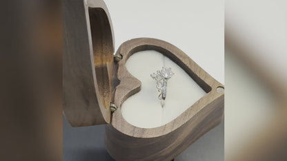 Adjustable 925 Sterling Silver Princess Cut Crown Ring – Custom Engraved