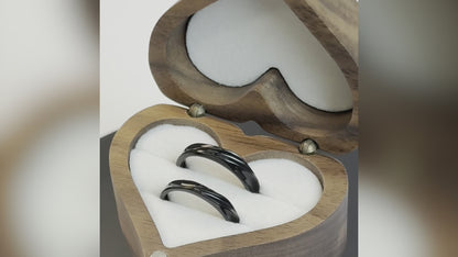Adjustable 925 Sterling Silver Color-Changing Black Wavy Couples Rings – Custom Engraved