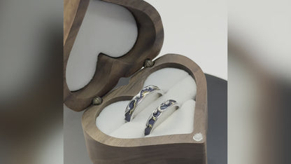 Starry Sky Blue Sun & Moon Ring Set
