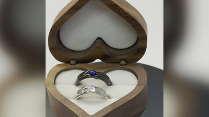 925 Sterling Silver Adjustable Couple Rings - Black & Silver Starry Night Opal Ring Set for Celestial Love