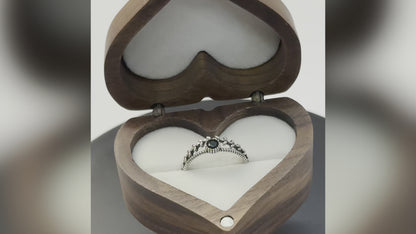 925 Sterling Silver Adjustable Ring for Her - Black Stone Roman Branch Design for Timeless Love
