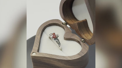 925 Sterling Silver Adjustable Princess Ring - Red Heart Design for Her Loving Spirit