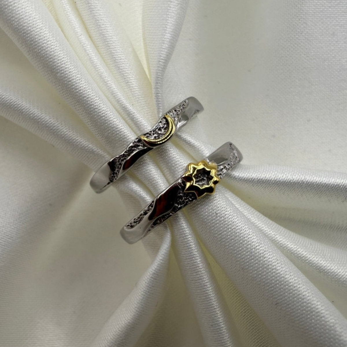 Selunaris Sun & Moon Adjustable - 925 Silver Ring - CouplesPicks