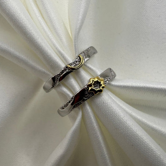 Selunaris Sun & Moon Adjustable - 925 Silver Ring - CouplesPicks