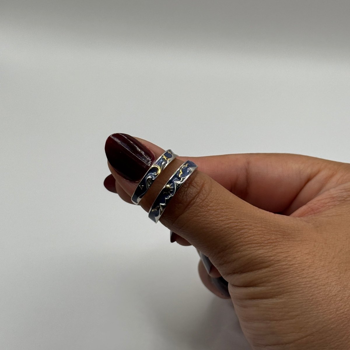 Solunara Starry Night Sun & Moon Silver Ring - CouplesPicks
