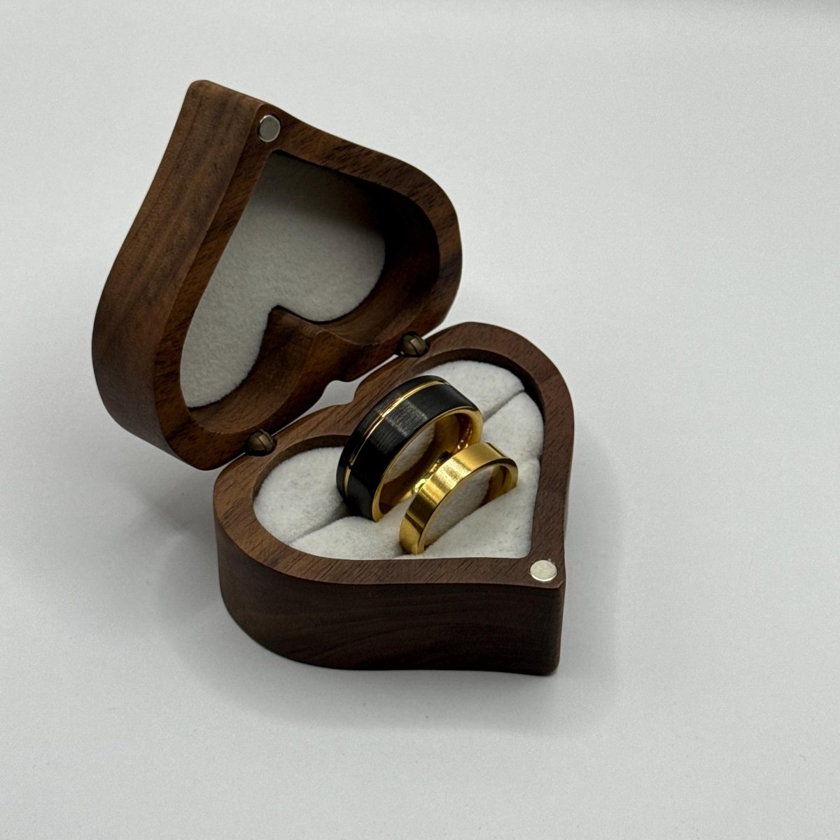 Stainless Steel and Tungsten Ring Black & Gold Design | “Aurethra - CouplesPicks