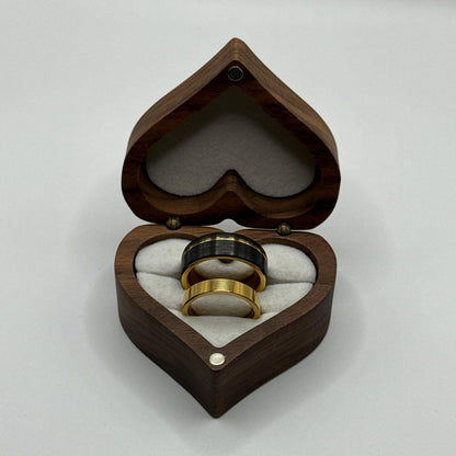 Stainless Steel and Tungsten Ring Black & Gold Design | “Aurethra - CouplesPicks