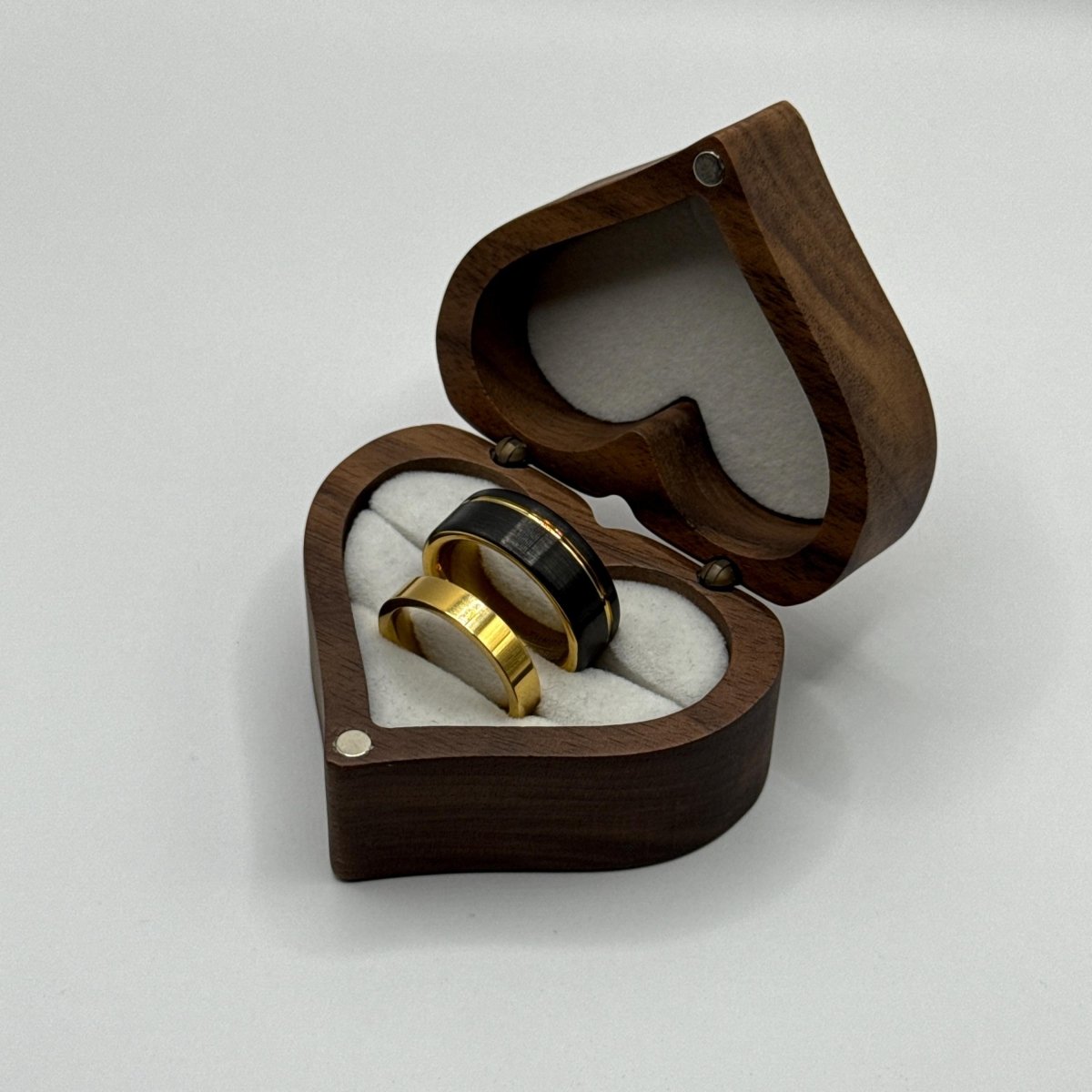 Stainless Steel and Tungsten Ring Black & Gold Design | “Aurethra - CouplesPicks
