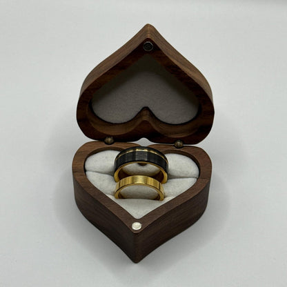 Stainless Steel and Tungsten Ring Black & Gold Design | “Aurethra - CouplesPicks