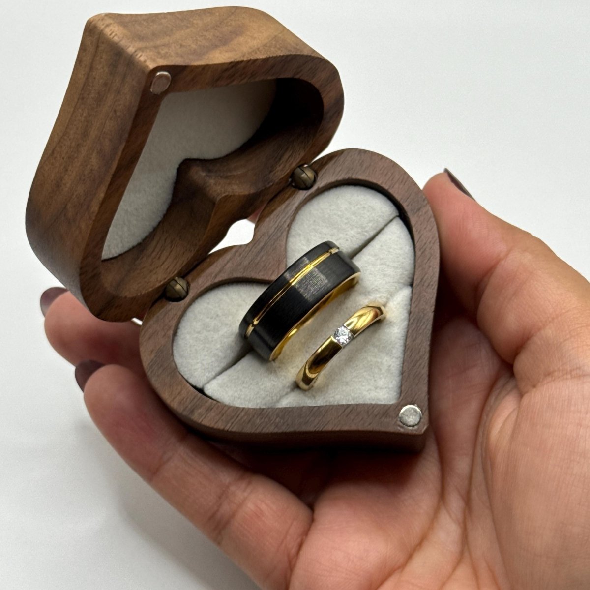 Stainless Steel and Tungsten Ring Black & Gold Design | “Zyvenne - CouplesPicks