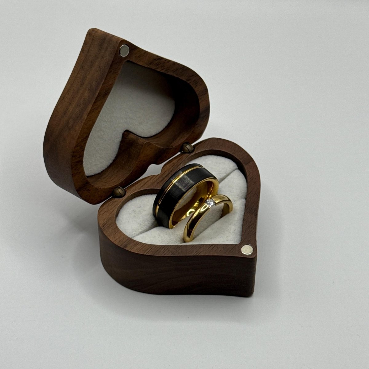 Stainless Steel and Tungsten Ring Black & Gold Design | “Zyvenne - CouplesPicks
