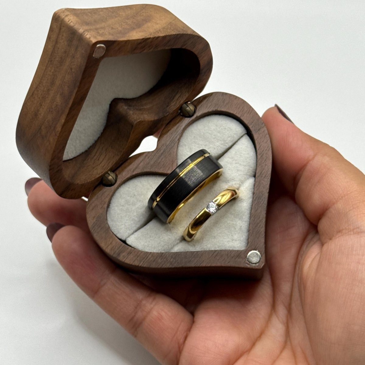 Stainless Steel and Tungsten Ring Black & Gold Design | “Zyvenne - CouplesPicks