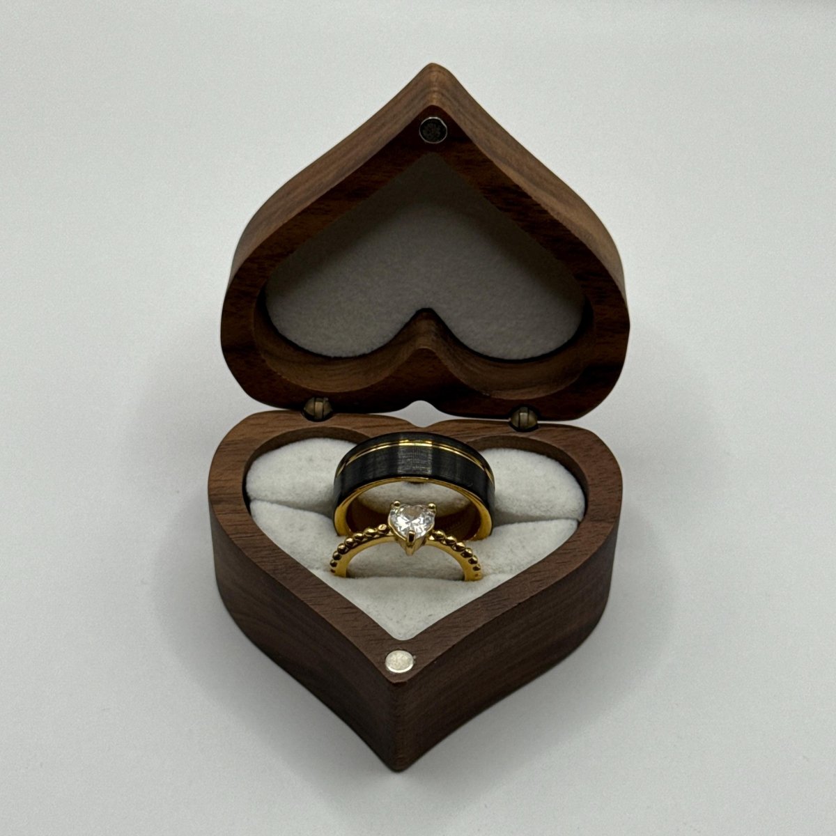 Stainless Steel and Tungsten Ring Black & Gold Zirconia Design | “Ardenya - CouplesPicks