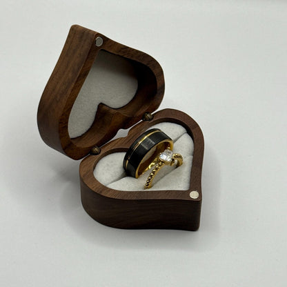 Stainless Steel and Tungsten Ring Black & Gold Zirconia Design | “Ardenya - CouplesPicks