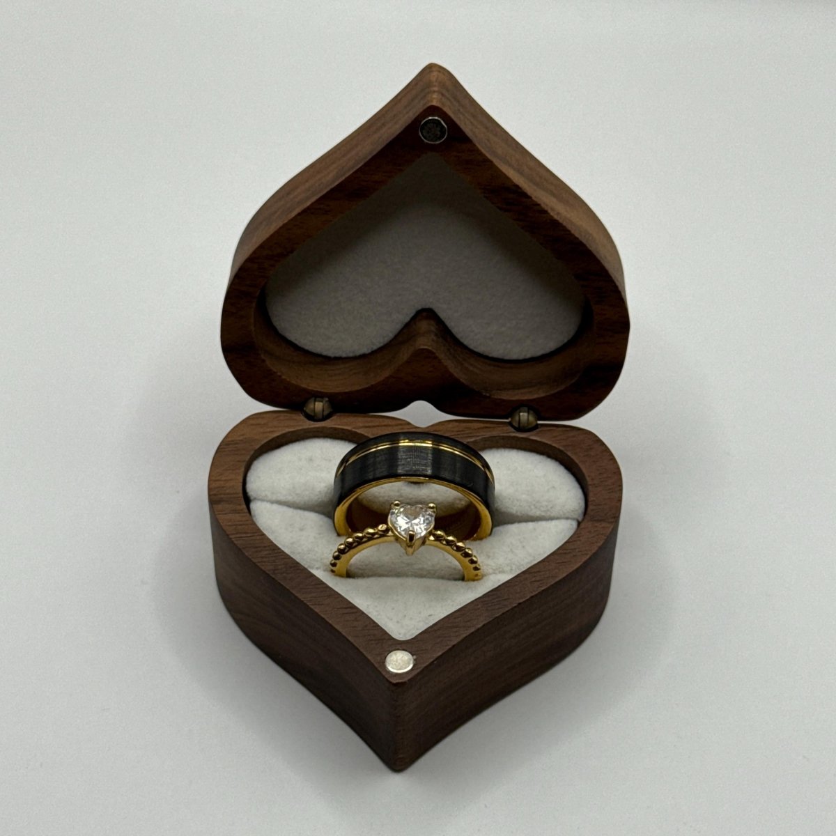 Stainless Steel and Tungsten Ring Black & Gold Zirconia Design | “Ardenya - CouplesPicks