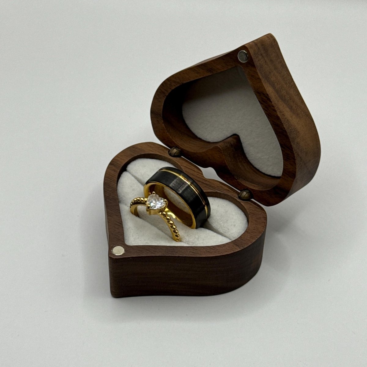 Stainless Steel and Tungsten Ring Black & Gold Zirconia Design | “Ardenya - CouplesPicks