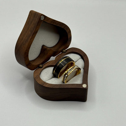Stainless Steel and Tungsten Ring Black & Gold Zirconia Design | “Brivelle - CouplesPicks