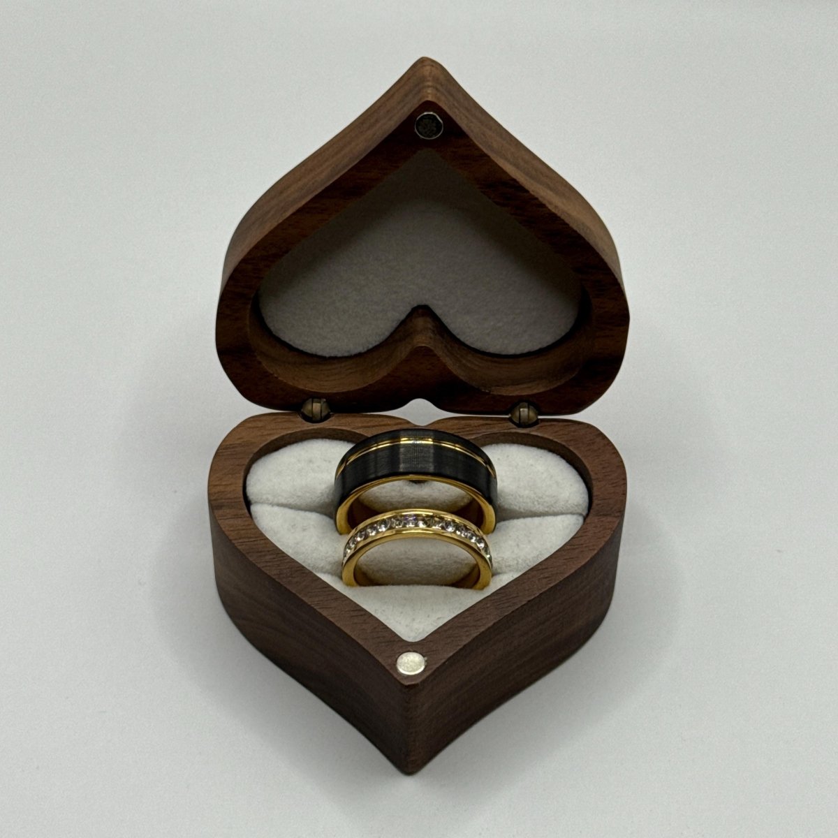 Stainless Steel and Tungsten Ring Black & Gold Zirconia Design | “Brivelle - CouplesPicks