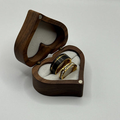 Stainless Steel and Tungsten Ring Black & Gold Zirconia Design | “Brivelle - CouplesPicks