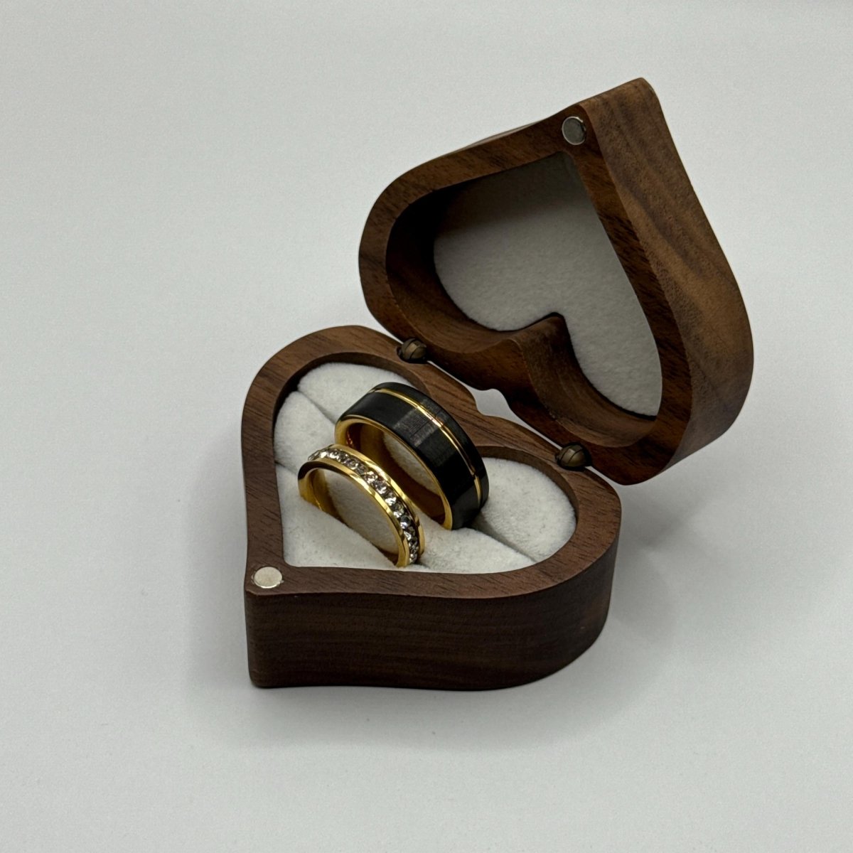 Stainless Steel and Tungsten Ring Black & Gold Zirconia Design | “Brivelle - CouplesPicks