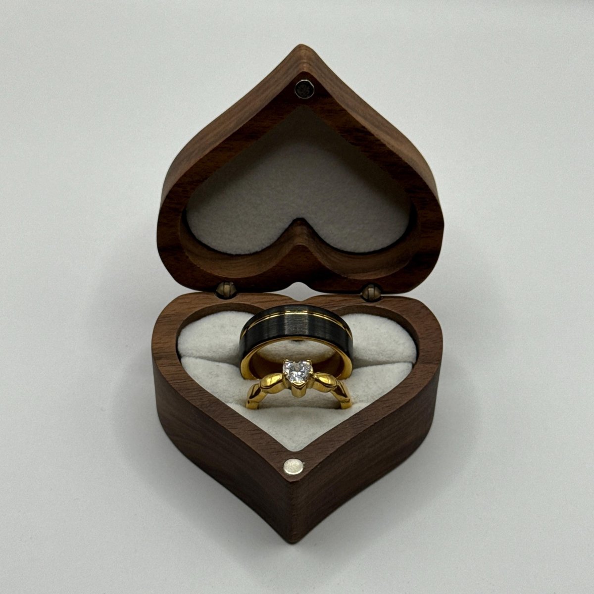 Stainless Steel and Tungsten Ring Black & Gold Zirconia Design | “Sylvarra - CouplesPicks