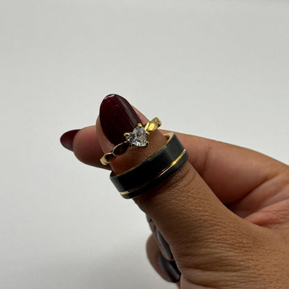 Stainless Steel and Tungsten Ring Black & Gold Zirconia Design | “Sylvarra - CouplesPicks