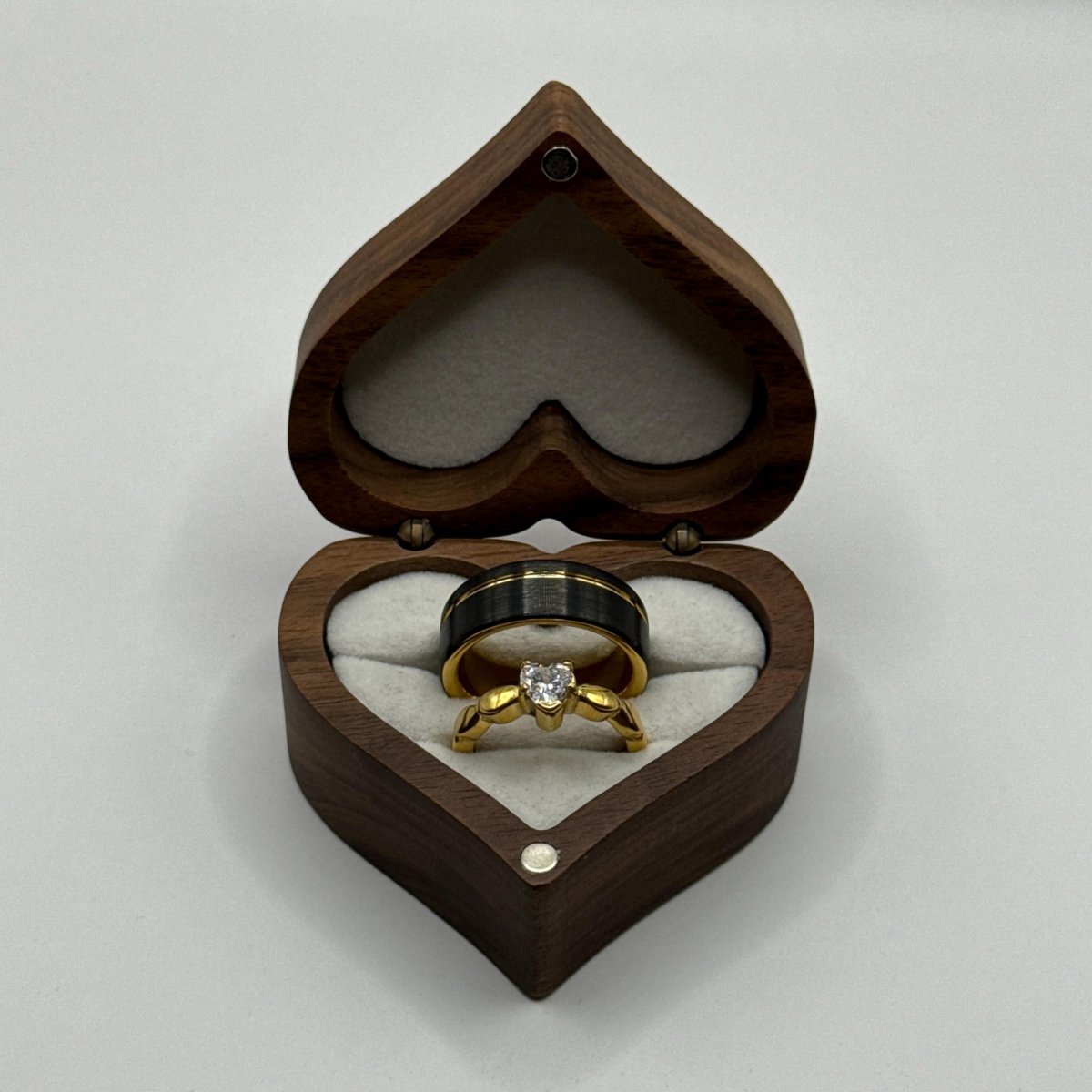 Stainless Steel and Tungsten Ring Black & Gold Zirconia Design | “Sylvarra - CouplesPicks