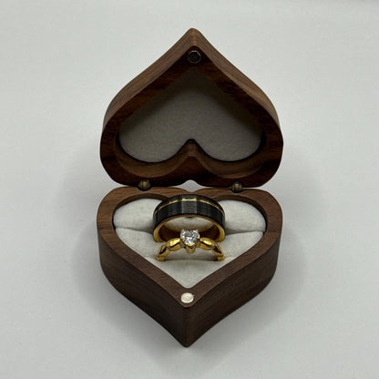 Stainless Steel and Tungsten Ring Black & Gold Zirconia Design | “Sylvarra - CouplesPicks