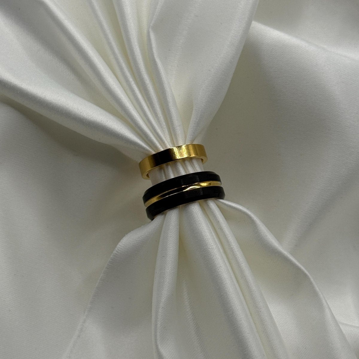 Stainless Steel and Tungsten Ring Gold & Black Couple Design | “Eryndira - CouplesPicks