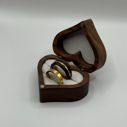 Stainless Steel and Tungsten Ring Gold & Black Couple Design | “Eryndira - CouplesPicks
