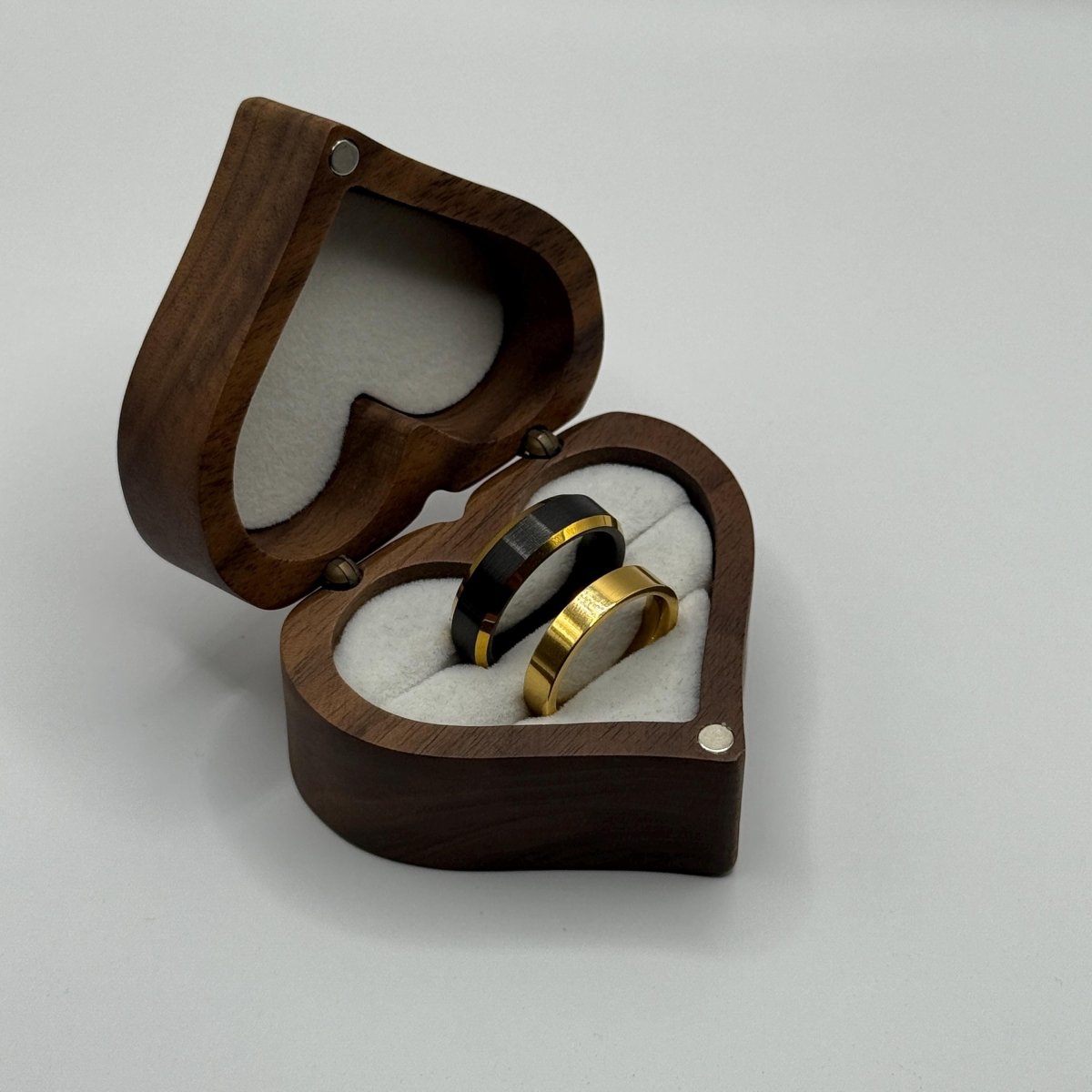 Stainless Steel and Tungsten Ring Gold & Black Design | “Nyxaris - CouplesPicks
