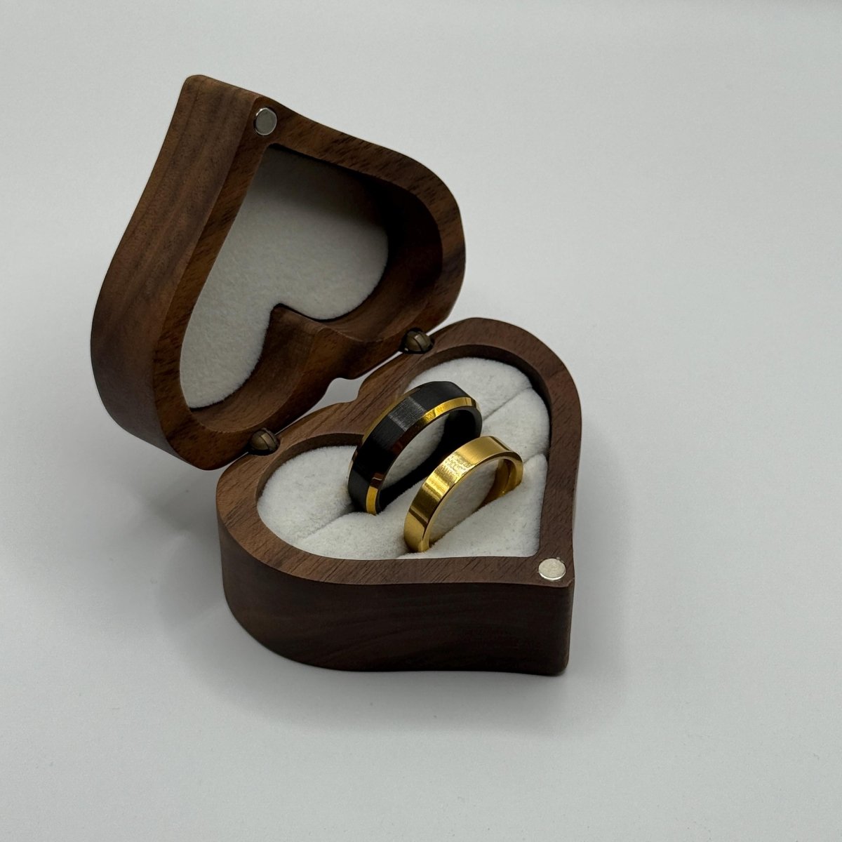 Stainless Steel and Tungsten Ring Gold & Black Design | “Nyxaris - CouplesPicks