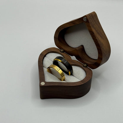 Stainless Steel and Tungsten Ring Gold & Black Design | “Nyxaris - CouplesPicks
