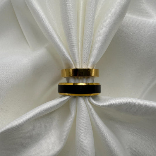 Stainless Steel and Tungsten Ring Gold & Black Design | “Nyxaris - CouplesPicks