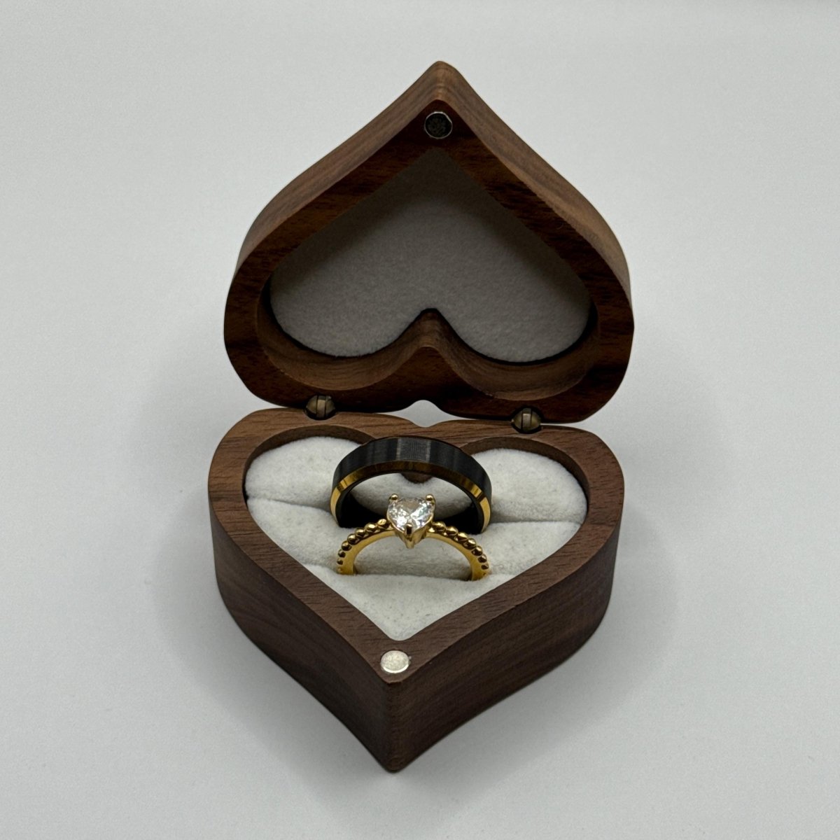 Stainless Steel and Tungsten Ring Gold & Black Zirconia Design | “Aurevienne - CouplesPicks
