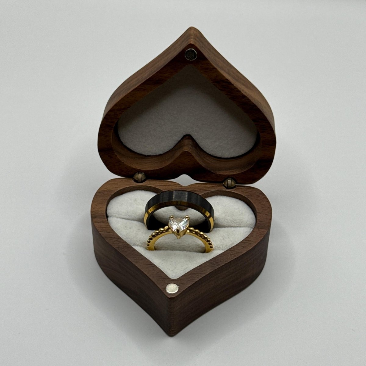 Stainless Steel and Tungsten Ring Gold & Black Zirconia Design | “Aurevienne - CouplesPicks