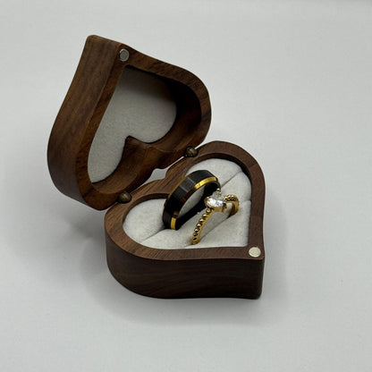 Stainless Steel and Tungsten Ring Gold & Black Zirconia Design | “Aurevienne - CouplesPicks