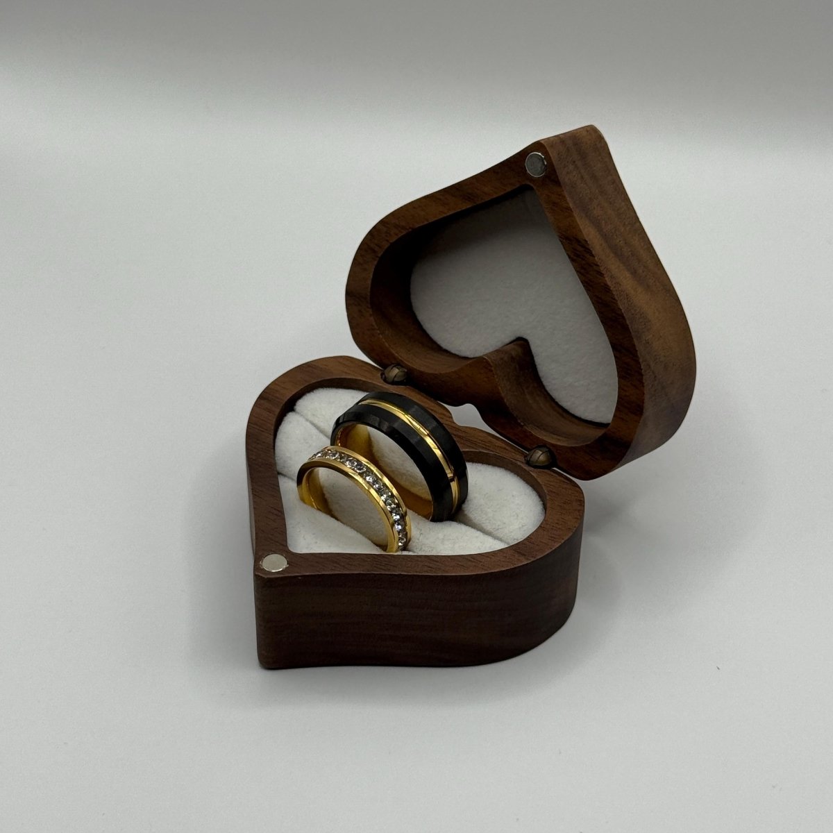 Stainless Steel and Tungsten Ring Gold & Black Zirconia Design | “Aurivelle - CouplesPicks