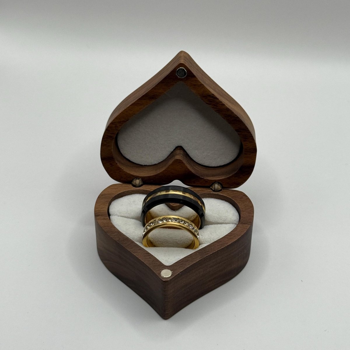 Stainless Steel and Tungsten Ring Gold & Black Zirconia Design | “Aurivelle - CouplesPicks