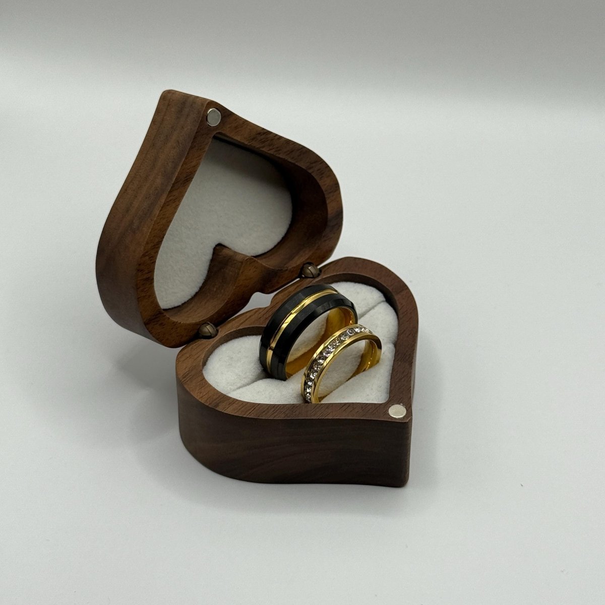 Stainless Steel and Tungsten Ring Gold & Black Zirconia Design | “Aurivelle - CouplesPicks
