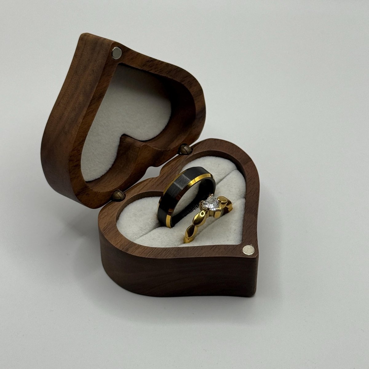 Stainless Steel and Tungsten Ring Gold & Black Zirconia Design | “Corvianne - CouplesPicks
