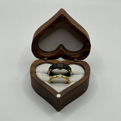 Stainless Steel and Tungsten Ring Gold & Black Zirconia Design | “Dorelis - CouplesPicks
