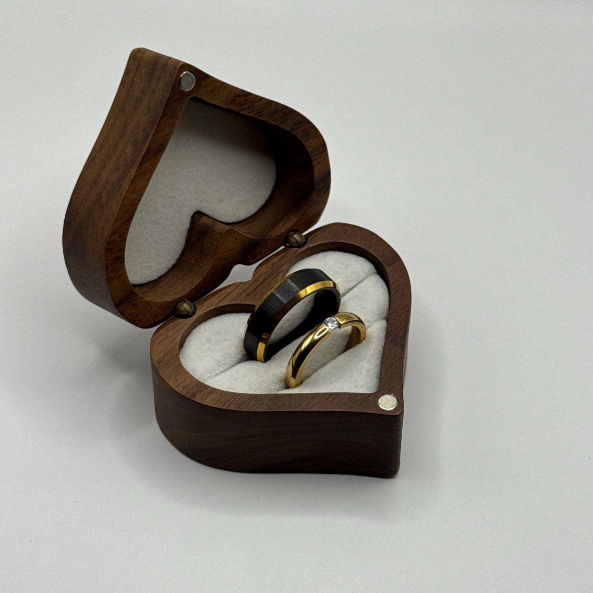 Stainless Steel and Tungsten Ring Gold & Black Zirconia Design | “Dorelis - CouplesPicks