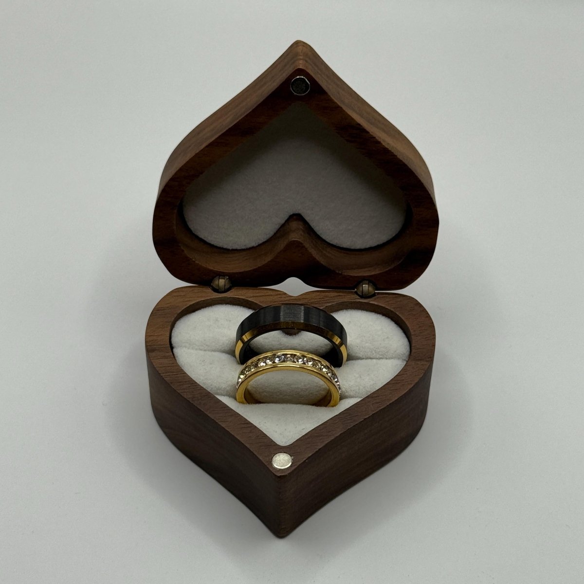 Stainless Steel and Tungsten Ring Gold & Black Zirconia Design | “Ebonyra - CouplesPicks