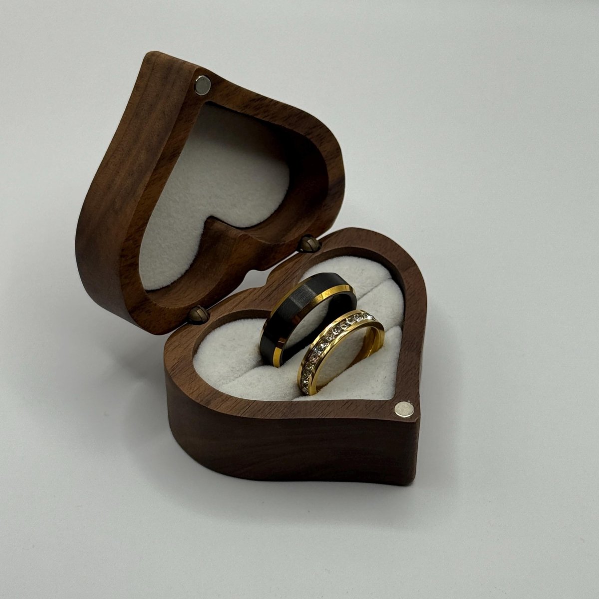 Stainless Steel and Tungsten Ring – Gold & Black Zirconia Design | “Ebonyra” - CouplesPicks