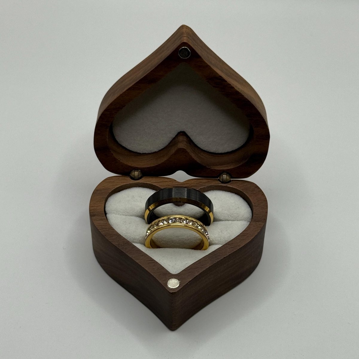 Stainless Steel and Tungsten Ring Gold & Black Zirconia Design | “Ebonyra - CouplesPicks