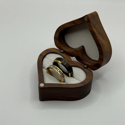 Stainless Steel and Tungsten Ring Gold & Black Zirconia Design | “Ebonyra - CouplesPicks