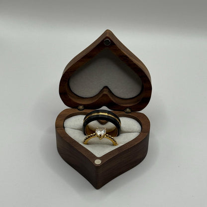 Stainless Steel and Tungsten Ring Gold & Black Zirconia Design | “Elandra - CouplesPicks