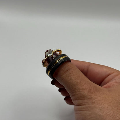 Stainless Steel and Tungsten Ring – Gold & Black Zirconia Design | “Elandra” - CouplesPicks